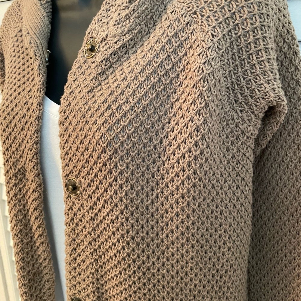 Anthropologie tan cotton cardigan with hood